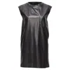 3.1 Phillip Lim Leather Pocketed Slit Lace Up Keyhole Mini Dress In Black