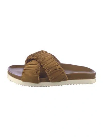 Pre-owned 3.1 Phillip Lim Leather Ruffle Embellishment Slides In Brown