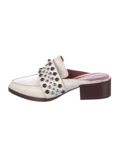 Pre-owned 3.1 Phillip Lim Leather Studded Accents Mules In White