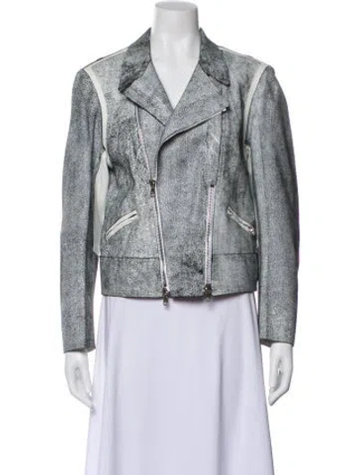 Pre-owned 3.1 Phillip Lim Leather Tweed Pattern Biker Jacket In Multi