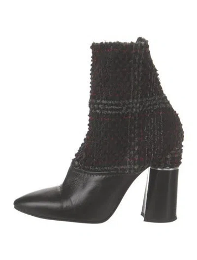 Pre-owned 3.1 Phillip Lim Leather Tweed Pattern Sock Boots In Black
