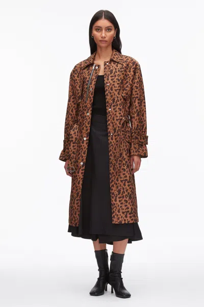 3.1 Phillip Lim Leopard Print Trench Coat In Brown