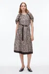 3.1 Phillip Lim Leopard Ruched Slv Midi Dress In Multi