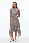 3.1 Phillip Lim Leopard Slvls Ruched Dress W Handkerchief Skirt In Multi