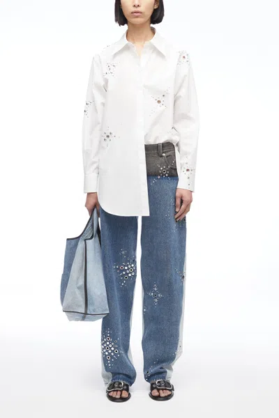 3.1 Phillip Lim Liberty Embellished Button Up Shirt In White