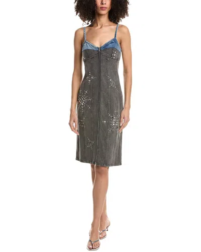 3.1 Phillip Lim Liberty Two-toned Denim Slip Dress In Gray