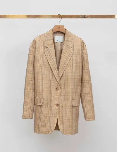 3.1 Phillip Lim Linen Plaid Oversized Blazer In Brown