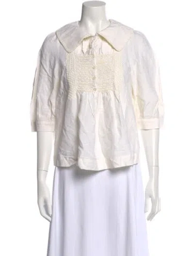 Pre-owned 3.1 Phillip Lim Linen Three-quarter Sleeve Blouse In Neutral
