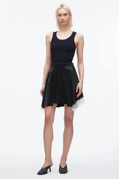 3.1 Phillip Lim Liquid Satin Flounce Mini Skirt In Black