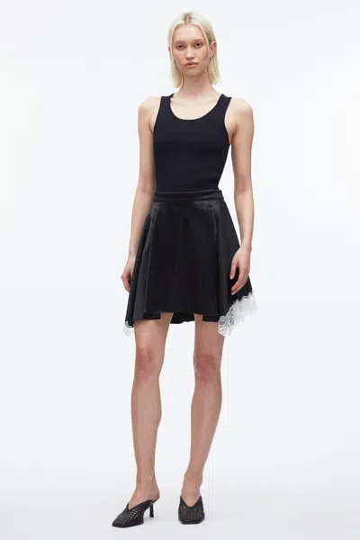 3.1 Phillip Lim Liquid Satin Mini Skirt In Blk-ivory