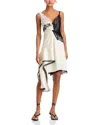 3.1 Phillip Lim Womens Ivory Blk Liquid Satin Embroidered Woven Midi Dress In Ivory/black