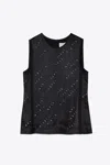 3.1 Phillip Lim Liquid Satin Sleeveless Top With Rainfall Embelishment In Black