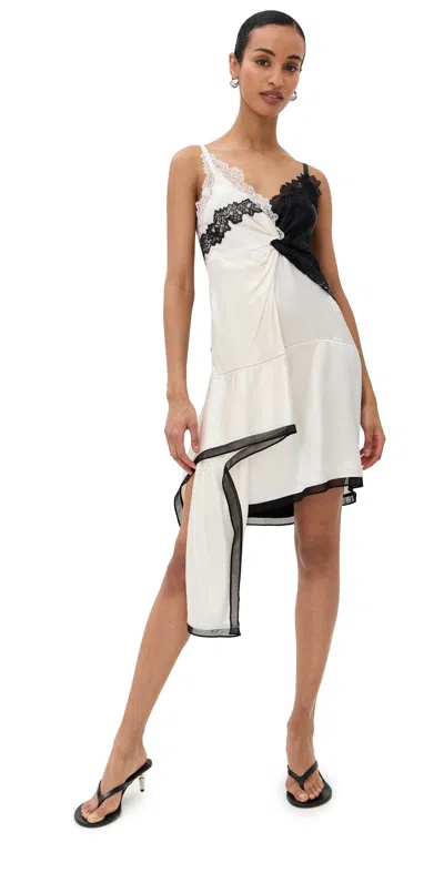 3.1 Phillip Lim Liquid Satin Slip Dress Ivory/black