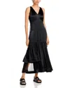 3.1 Phillip Lim Liquid Satin Tiered Gown In Black