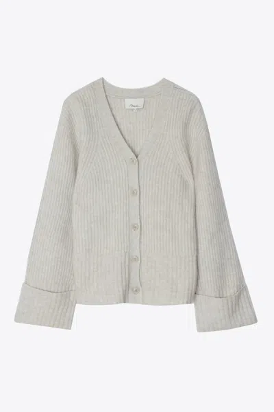3.1 Phillip Lim Lofty Rib Cardigan With Lace Detail In Gray