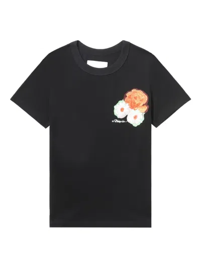 3.1 Phillip Lim Logo-embroidered T-shirt In 黑色