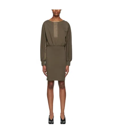 3.1 Phillip Lim Logo Pleated Dress In Brown