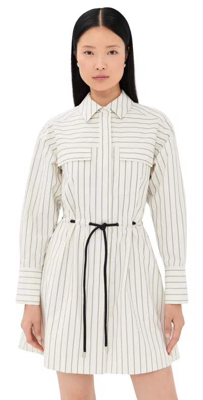 3.1 Phillip Lim Long Sleeve Belted Shirt Dress Cream Multi
