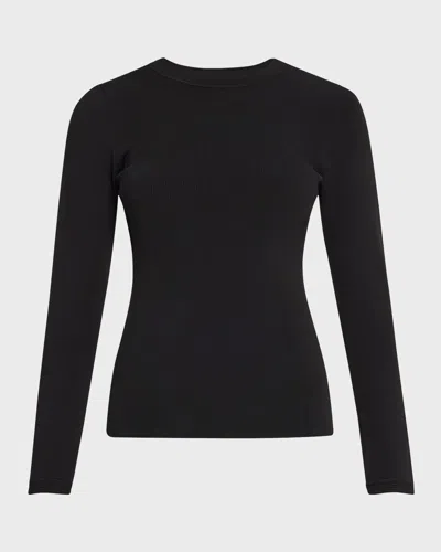 3.1 Phillip Lim Long-sleeve Compact Rib-knit Top In Black