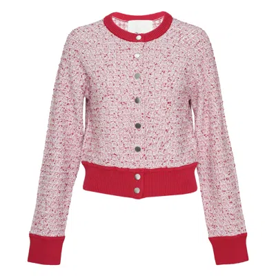 3.1 Phillip Lim Long Sleeve Crew Neck Raglan Cardigan In Red