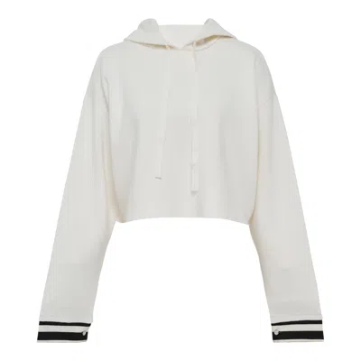 3.1 Phillip Lim Long Sleeve Cropped Hoodie With Poplin Combo In White