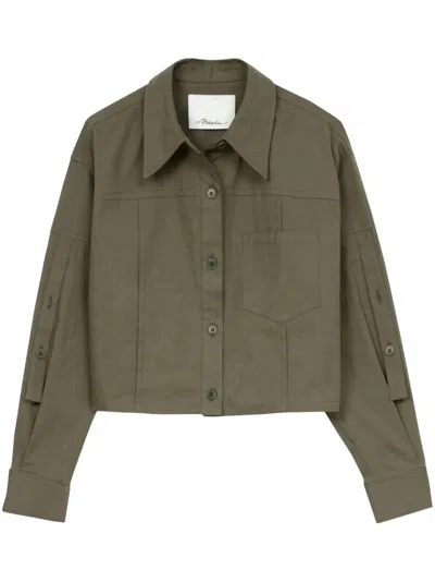 3.1 Phillip Lim Long-sleeve Cropped Shirt In Green