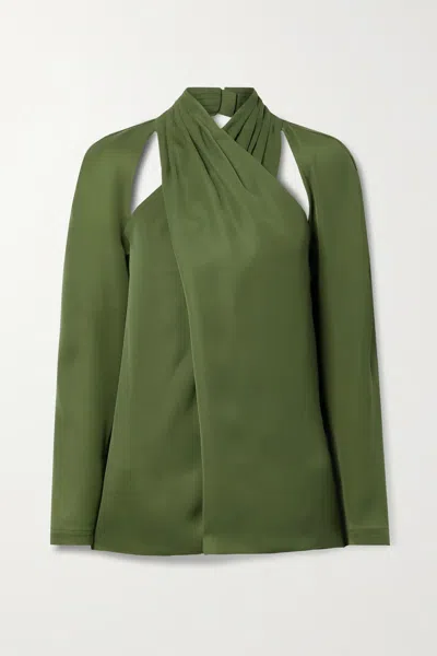 3.1 Phillip Lim Long Sleeve Cross Front Blouse In Green