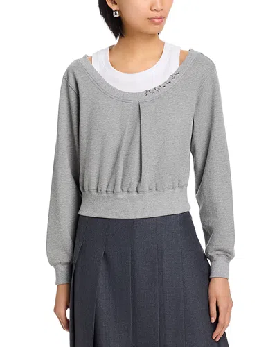 3.1 Phillip Lim Long Sleeve Embellished Double Layer Sweatshirt In Gray