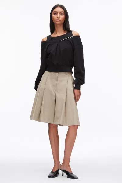 3.1 Phillip Lim Long Sleeve Embellished Double Layer Top In Black