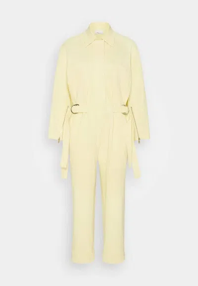 3.1 Phillip Lim Long Sleeve Knit Twill Utility Jumpsuit In Yellow