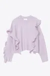 3.1 Phillip Lim Long Sleeve Lofty Cropped Ruffle Pullover In Gray