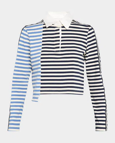 3.1 Phillip Lim Stripe Long Sleeve Cotton Polo Shirt In Multi
