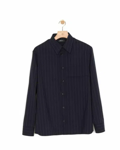 3.1 Phillip Lim Long Sleeve Pinstripe Oversized Shirt In Navy Pinstripe