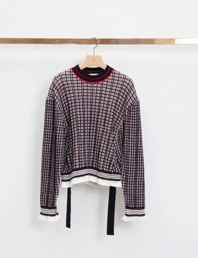3.1 Phillip Lim Long Sleeve Plaid Jacquard Pullover In Gray