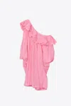 3.1 Phillip Lim Long Sleeve Plisse Voile Ruffle Drape Voluminous Dress In Pink