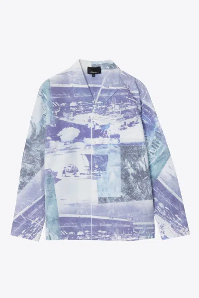 3.1 Phillip Lim Long Sleeve Postcard Printed Shirt In Blue