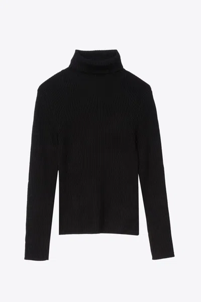 3.1 Phillip Lim Long Sleeve Ribbed Turtleneck In Black