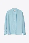 3.1 Phillip Lim Long Sleeve Satin Crepe Shirt With Tie In Blue