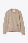 3.1 Phillip Lim Long Sleeve Studded Sweatshirt With Poplin Back Panel In Neutral