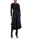 3.1 Phillip Lim Mixed Media Long Sleeve Handkerchief Hem Cotton Blend Dress In Multi