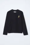 3.1 Phillip Lim Long Sleeve Tee With Rabbit Embroidery In Black