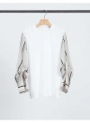 3.1 Phillip Lim Long Sleeve Tee With Stripe Shirting Sleeves In White