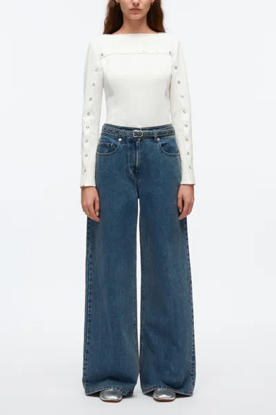 3.1 Phillip Lim Long Sleeve Top With Ring-stud Embellishment In Blue