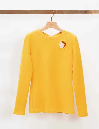 3.1 Phillip Lim Long Sleeve Wool-blend Scooped Back Top In Yellow