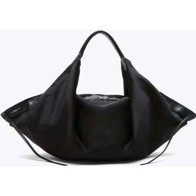3.1 Phillip Lim Luna Structured Satin Medium Bag In Black