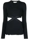 3.1 Phillip Lim Lurex Cut-out Knitted Top In Black
