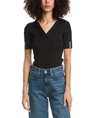 3.1 Phillip Lim Lux V-neck Polo Shirt In Black