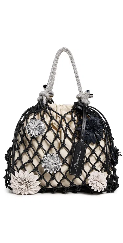 3.1 Phillip Lim Macrame Mini Sac With Flowers Blk Multi In Black