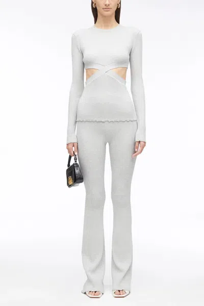 3.1 Phillip Lim Marled Lurex Crossover Cut Out Pullover In Gray