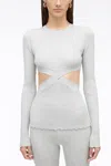 3.1 Phillip Lim Marled Lurex Crossover Cut Out Pullover